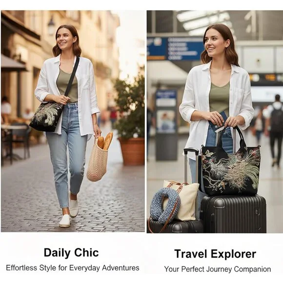 Women's Sequin Embroidery Bird Small Canvas Stylish Casual Shoulder Bags - Picture 2 of 6